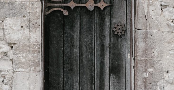 black wooden door